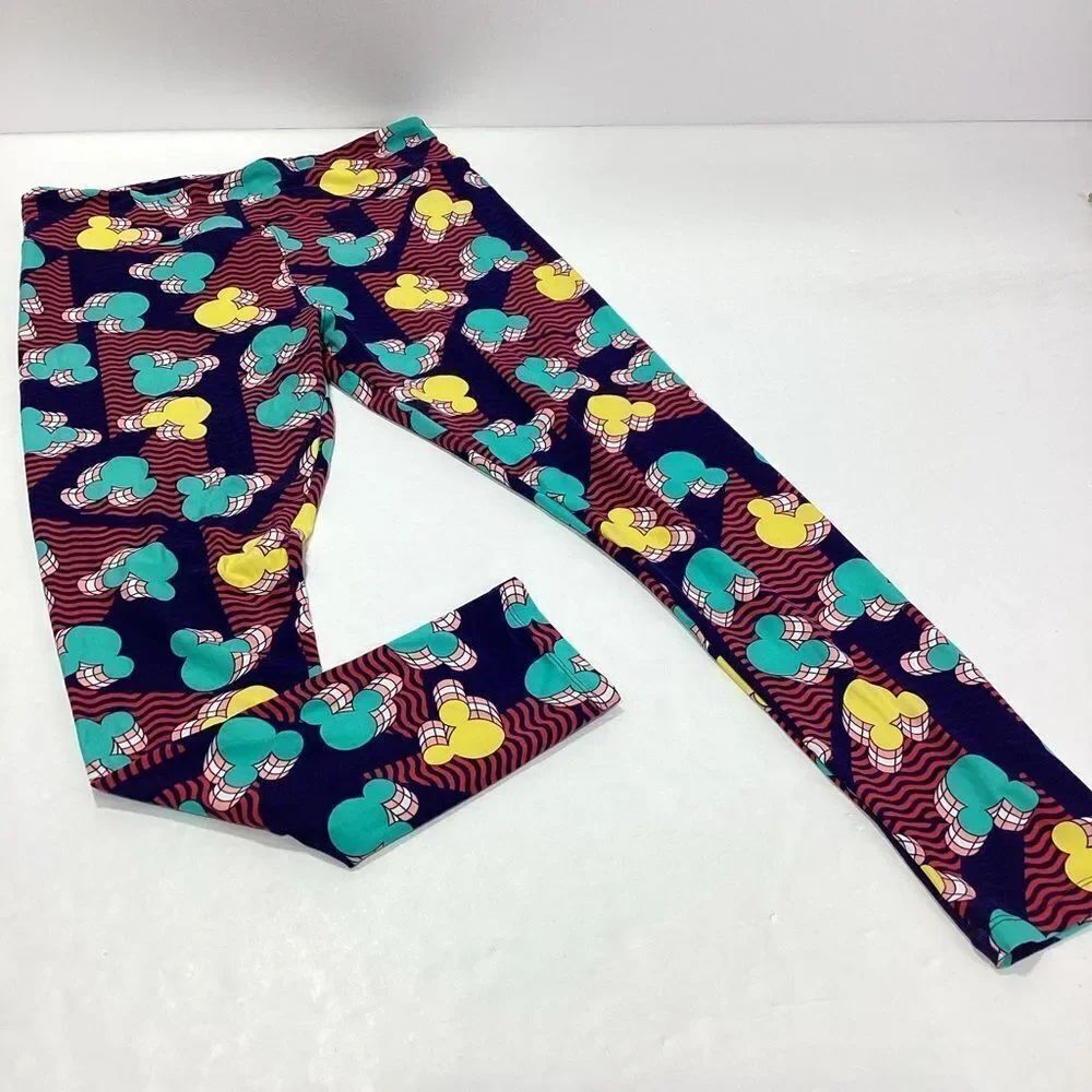 LulaRoe Mickey Mouse Leggings Blue Tall & Curvy L OS